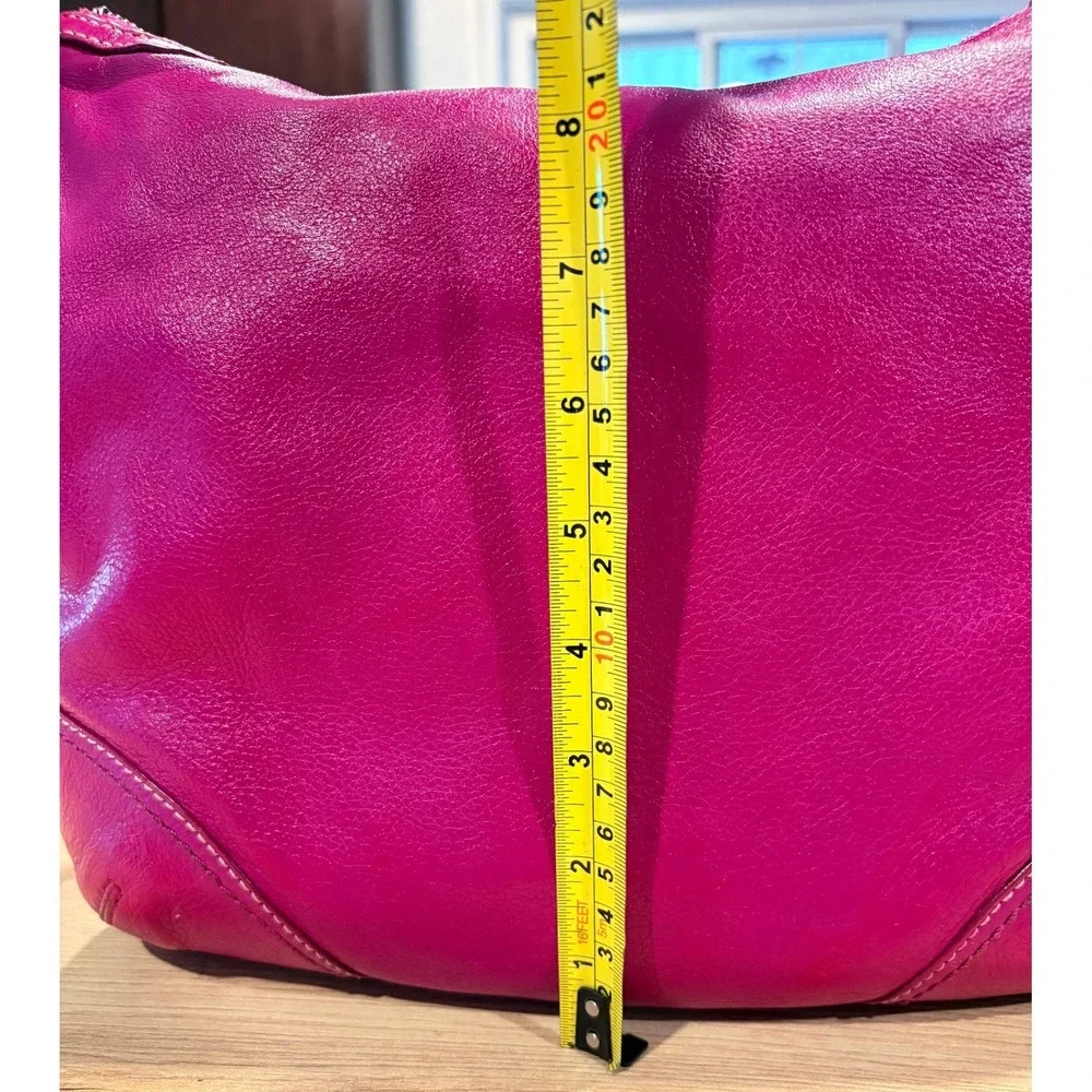 Coach Magenta Pink Leather Hobo Shoulder Bag Silver Hardware 27741